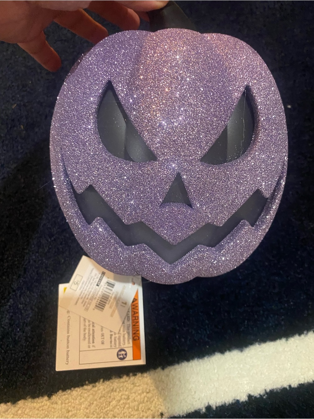 Purple Glitter Jack-O'-Lantern Party Decoration changes color